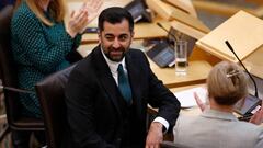 EDINBURGH, SCOTLAND - MARCH 28: Newly elected leader of the Scottish National Party, Humza Yousaf attends the Scottish Parliament on March 28, 2023 in Edinburgh, Scotland. Humza Yousaf was elected as the new leader of the Scottish National Party yesterday after Nicola Sturgeon resigned in February. (Photo by Jeff J Mitchell/Getty Images)