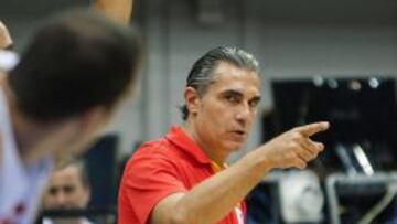 Sergio Scariolo, durante el partido disputado en Zaragoza.
