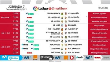 El Almería-Cartagena, el martes 20; y el Málaga-Sporting, el 22