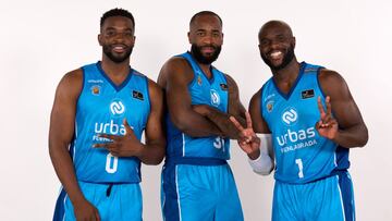 Sean Armand, nuevo jugador del Urbas Fuenlabrada, junto a Christian Eyenga y Obi Emegano,