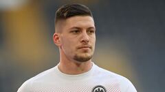 BIELEFELD, GERMANY - JANUARY 23: Luka Jovic of Eintracht Frankfurt looks on during the warm up prior to the Bundesliga match between DSC Arminia Bielefeld and Eintracht Frankfurt at Schueco Arena on January 23, 2021 in Bielefeld, Germany. Sporting stadium