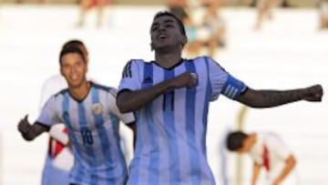 Angel Correa celebra su gol ante Per&uacute;.
