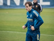 Francho, durante un entrenamiento del Real Zaragoza.