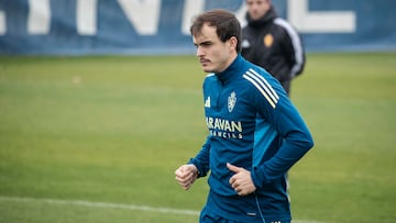 Francho, durante un entrenamiento del Real Zaragoza.