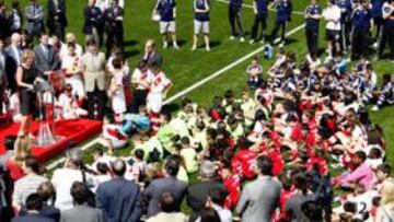 <b>OFICIAL. </b>Esperanza Aguirre, durante el acto de ayer, en que se que inauguró la Ciudad Deportiva rayista.