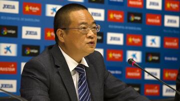 El presidente del Espanyol en rueda de prensa.