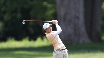GRAND RAPIDS, MICHIGAN - JUNE 15: Carlota Ciganda of Spain hits from the 14th fairway during the final round of the Meijer LPGA Classic for Simply Give 2025 at Blythefield Country Club on June 15, 2025 in Grand Rapids, Michigan. Raj Mehta/Getty Images/AFP (Photo by Raj Mehta / GETTY IMAGES NORTH AMERICA / Getty Images via AFP)