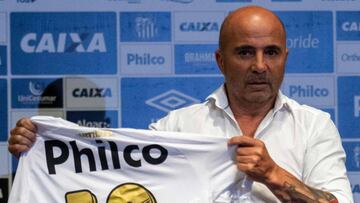 Jorge Sampaoli, durante su presentación con el Santos.