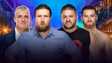 Daniel Bryan y Shane McMahon ante Kevin Owens y Sami Zayn en Wrestlemania 34.