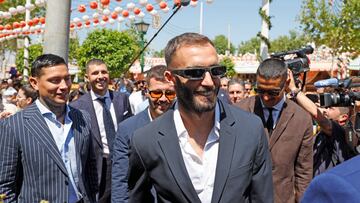 Los jugadores del Betis, en la Feria.