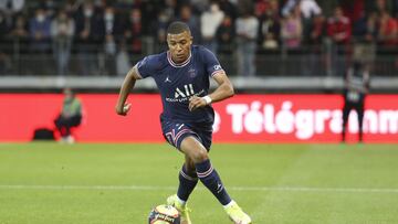 Kylian Mbappe of PSG during the French championship Ligue 1 football match between Stade Brestois 29 and Paris Saint-Germain (PSG) on August 20, 2021 at Stade Francis Le Ble in Brest, France - Photo Jean Catuffe / DPPI
AFP7
20/08/2021 ONLY FOR USE IN S