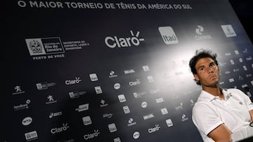 Rafael Nadal at a press conference at the Jockey Club Rio de Janeiro.
