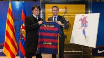 Yoichi Takahasi creador de los Super Campeones visit&oacute; al Barcelona.