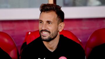 GIRONA, SPAIN - OCTOBER 02: Christian Stuani of Girona FC looks on prior to LaLiga Santander match between Girona FC and Real Sociedad at Montilivi Stadium on October 02, 2022 in Girona, Spain. (Photo by Alex Caparros/Getty Images)