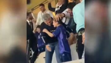 Thiago Messi celebra la victoria de Argentina