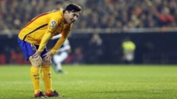 Lionel Messi, en el partido de Mestalla.