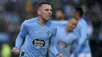 VIGO, SPAIN - APRIL 07:  Iago Aspas of Celta de Vigo celebrates after scoring his team&#039;s first goal during the La Liga match between RC Celta de Vigo and Real Sociedad at Abanca-Balaidos on April 07, 2019 in Vigo, Spain. (Photo by Quality Sport Image