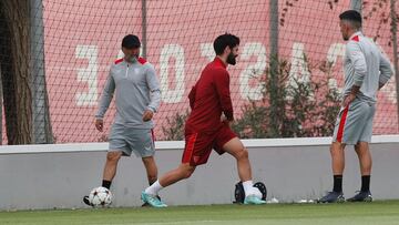 Isco, aparte en el entrenamiento de este lunes.