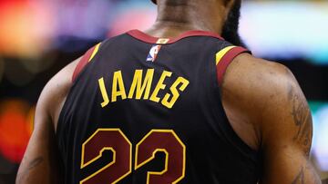 BOSTON, MA - MAY 27: A detail of the jersey of LeBron James #23 of the Cleveland Cavaliers during Game Seven of the 2018 NBA Eastern Conference Finals between the Cleveland Cavaliers and the Boston Celtics at TD Garden on May 27, 2018 in Boston, Massachusetts. NOTE TO USER: User expressly acknowledges and agrees that, by downloading and or using this photograph, User is consenting to the terms and conditions of the Getty Images License Agreement. Maddie Meyer/Getty Images/AFP
== FOR NEWSPAPERS, INTERNET, TELCOS & TELEVISION USE ONLY ==