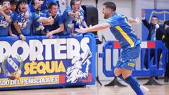 Juanqui celebra el gol de la victoria sobre el Barça en la Copa del Rey.