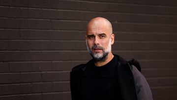 Soccer Football - Premier League - Burnley v Manchester City - Turf Moor, Burnley, Britain - August 11, 2023 Manchester City manager Pep Guardiola arrives before the match Action Images via Reuters/Jason Cairnduff EDITORIAL USE ONLY. No use with unauthorized audio, video, data, fixture lists, club/league logos or 'live' services. Online in-match use limited to 75 images, no video emulation. No use in betting, games or single club /league/player publications. Please contact your account representative for further details.