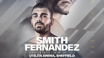 Cartel del combate entre Jon Fernández y Dalton Smith.