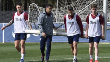 10/03/20 HUESCA  ENTRENAMIENTO 
 Cristo , Michel , Pedro Lopez y Sergio Gomez