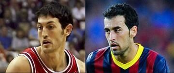 El jugador de baloncesto Kirk Hinrich y Sergio Busquets 