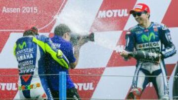 Lorenzo, en el podio de Assen.