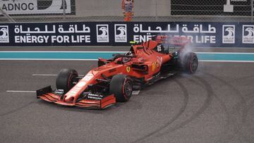 01 December 2019, United Arab Emirates, Abu Dhabi: Monegasque Formula One driver Charles Leclerc of Scuderia Ferrari spins during the Abu Dhabi Formula 1 Grand Prix at the Yas Marina Circuit. Photo: -/Photo4/Lapresse via ZUMA Press/dpa
 
 
 01/12/2019 ONL