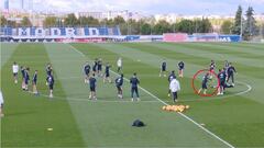 La caída que provocó las risas de todos en práctica de Madrid