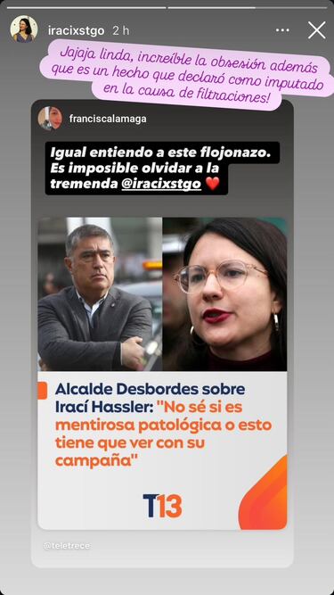 Desbordes trata a Irací Hassler de “mentirosa patológica” y ella responde al instante