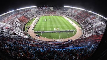 BUENOS AIRES, ARGENTINA - OCTOBER 23: General view of Estadio Monumental Antonio Vespucio Liberti prior the Semi Final first-leg match between River Plate and Gremio as part of Copa CONMEBOL Libertadores 2018 at Estadio Monumental Antonio Vespucio Liberti on October 23, 2018 in Buenos Aires, Argentina. (Photo by Diego Haliasz/Getty Images) PANORAMICA VISTA GENERAL 
 PUBLICADA 24/11/18 NA MA24 6COL