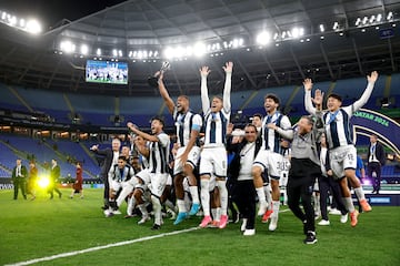 Los jugadores del Pachuca celebran su pase a la final tras derrotar al Al Ahly.