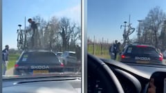 Intentan asaltar y robar al coche del equipo Visma en plena etapa ciclista