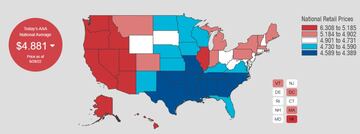 AAA gas prices in the US, 28 June 2022