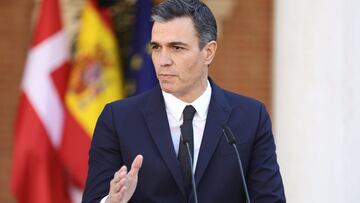 21-02-2022 El presidente del Gobierno, Pedro S&aacute;nchez, comparece tras una reuni&oacute;n con la primera ministra del Reino de Dinamarca, en el Palacio de la Moncloa, a 21 de febrero de 2022, en Madrid (Espa&ntilde;a).
 POLITICA 
 EUROPA PRESS/E. Par