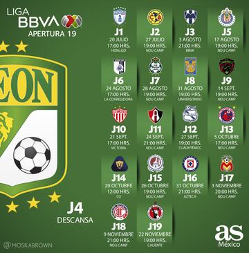 El calendario de partidos de tu equipo de la Liga MX