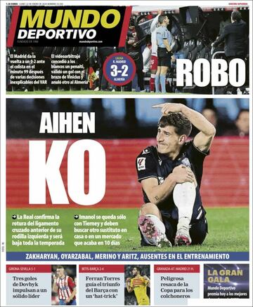 “Atraco histórico”, “Robo”... las portadas tras la polémica del VAR