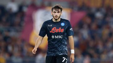 Khvicha Kvaratskhelia, jugador del Nápoles, durante un partido.