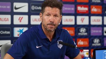 El entrenador del Atlético de Madrid Diego Pablo Simeone durante la rueda de prensa