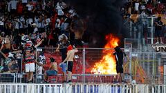 Futbol, Huachipato vs Colo Colo.
Supercopa 2024.
Hinchas de Colo Colo producen incidentes durante el partido contra Huachipato por la Supercopa realizado en el estadio Nacional.
Santiago, Chile.
11/02/2024
Marcelo Hernandez/Photosport

Football, Huachipato vs Colo Colo.
Supercopa 2024
Colo Colo’s fans incidents occur during the game against Huachipato for the Supercopa match at the Nacional stadium in Santiago, Chile.
02/11/2024
Marcelo Hernandez/Photosport