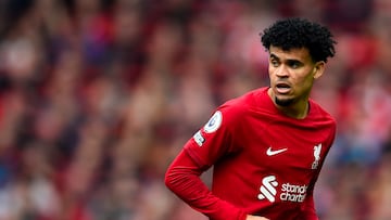 Luis Díaz en un partido de Liverpool en la Premier League.