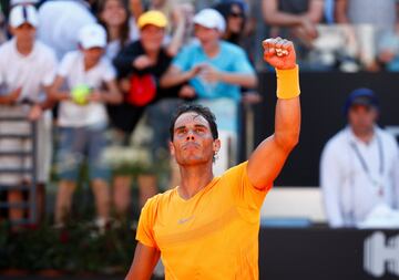 Rafa Nadal celebrando la victoria sobre Djokovic en la semifinal del Masters de Roma.