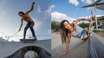 Marcelo Lusardi y Kanya Sesser, profesionales del skate adaptado.