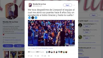 Nico de la Cruz se despide de Liverpool a la espera de River