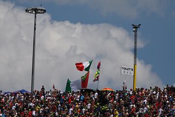 Numerosos seguidores italianos celebran la victoria de su compatriota en el Gran Premio de Italia.