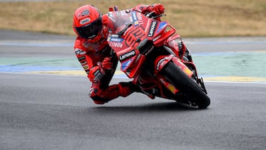 Ducati Lenovo Team's Spanish MotoGP rider Marc Marquez rides during the France Moto GP race at the Le Mans Circuit on May 11, 2025. (Photo by Loic VENANCE / AFP)