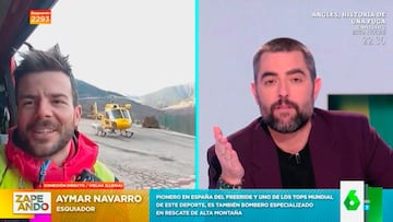 Aymar Navarro hablando con Dani Mateo en Zapeando, La Sexta, el 15 de febrero del 2023.