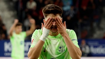 Soccer Football - LaLiga - Osasuna v FC Barcelona - El Sadar Stadium, Pamplona, Spain - September 28, 2024 FC Barcelona's Pau Victor celebrates scoring their first goal REUTERS/Vincent West